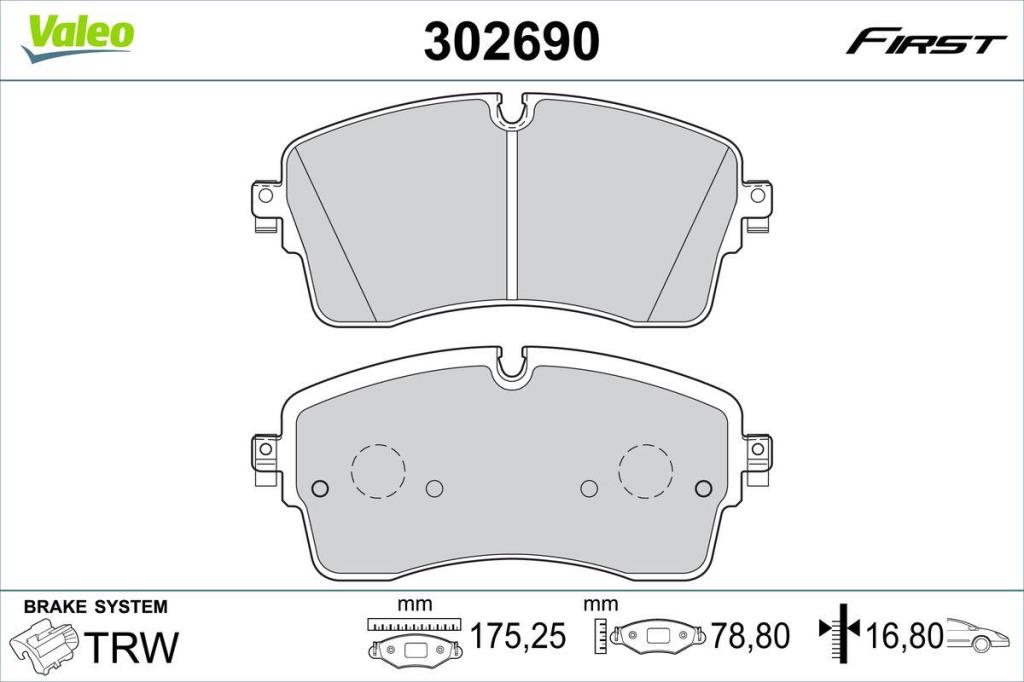 Jogo de 4 pastilhas de travão VALEO ref. 302690